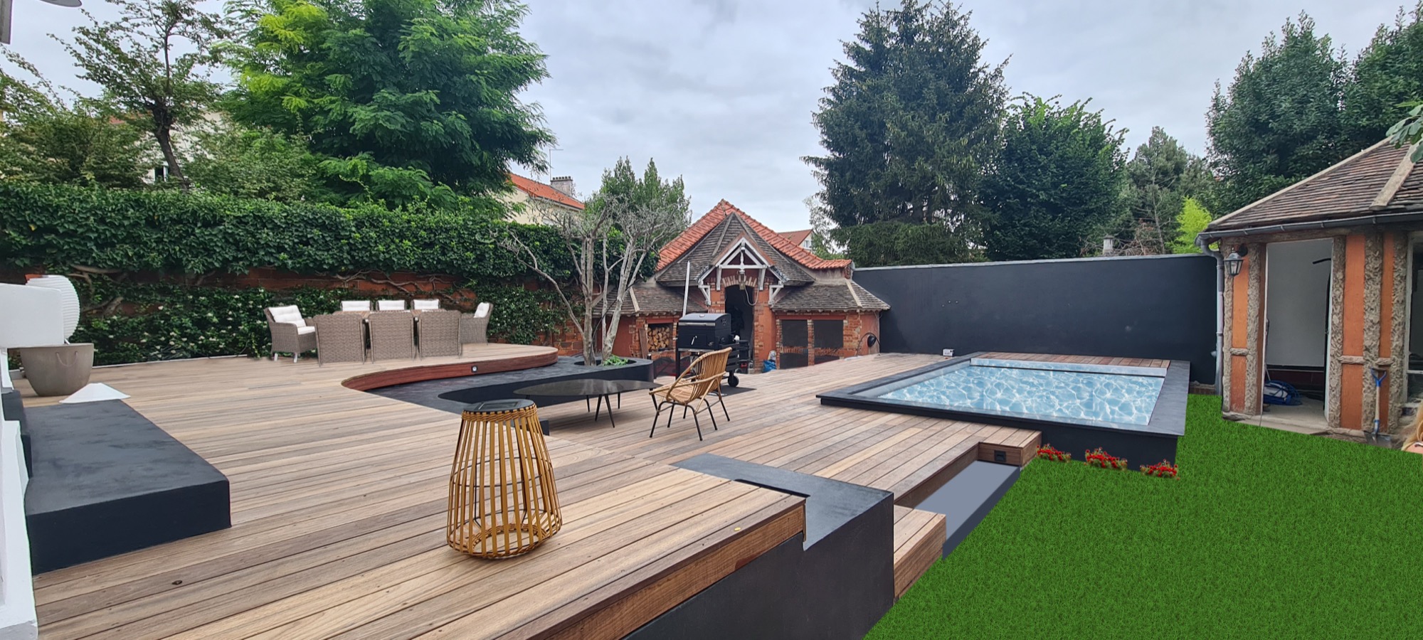 Terrasse bois & bassin